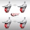 Service Caster 3.5 Inch SS Red Polyurethane 1/2 Inch Threaded Stem Caster Set Total Lock Brake SCC-SSTSTTL20S3514-PPUB-RED-121315-4 - alternate 4